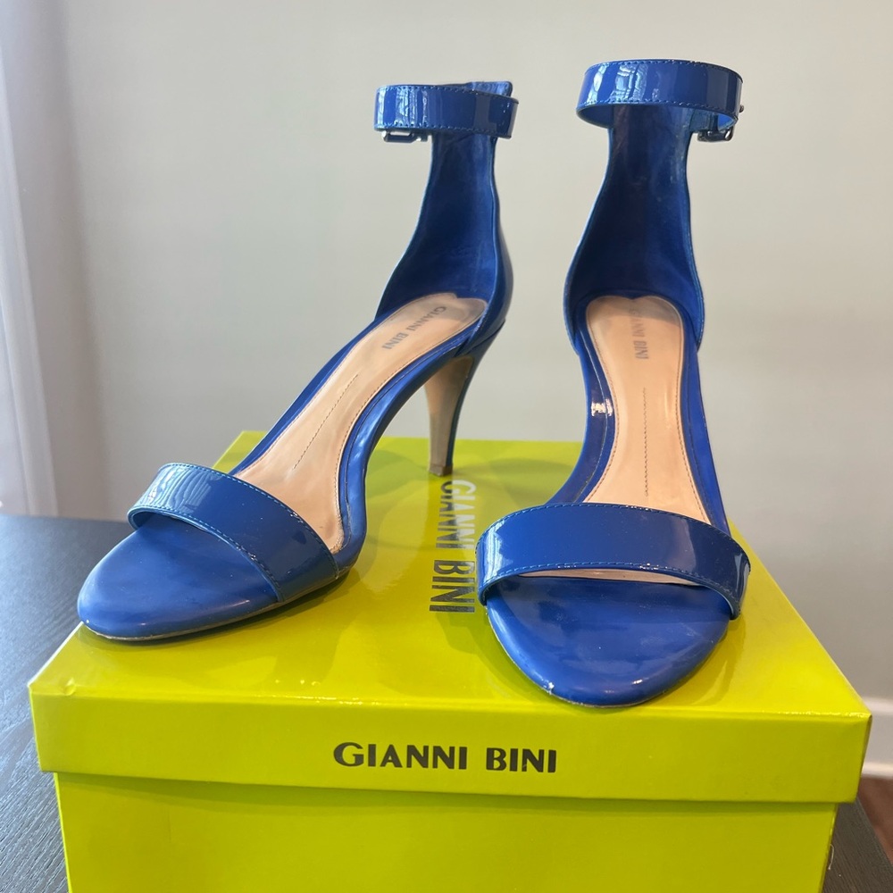 Gianni Bini Cobalt Patent Ankle-Strap Heels